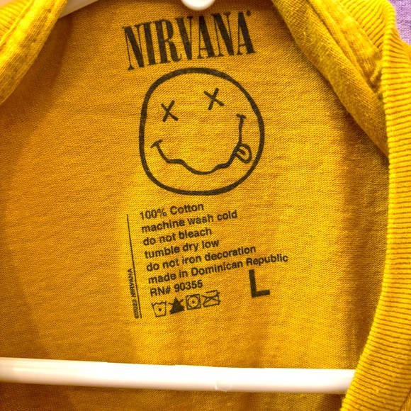NIRVANA Yellow Tee T-Band 100% Cotton Shirt Purple Orange Black Graphic NWT L - Picture 4 of 5
